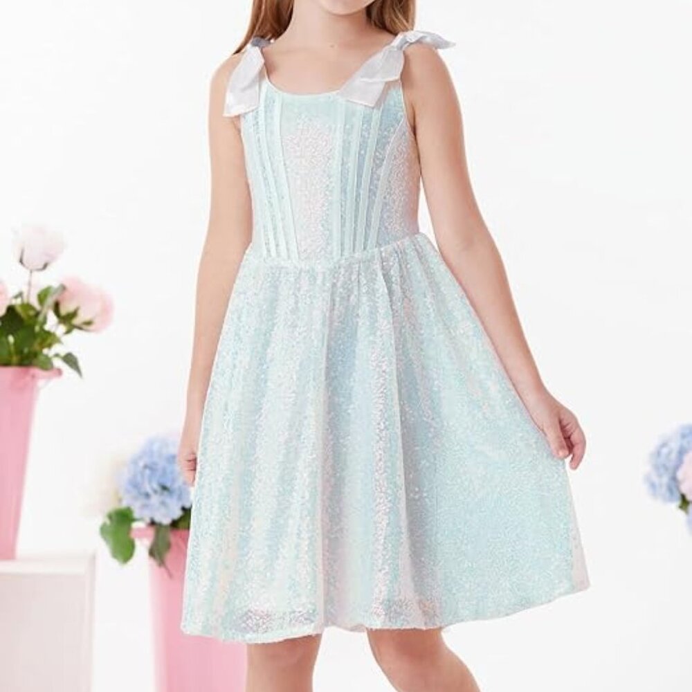 NWOT GRACE KARIN White Girls Sequin Dress SZ 10